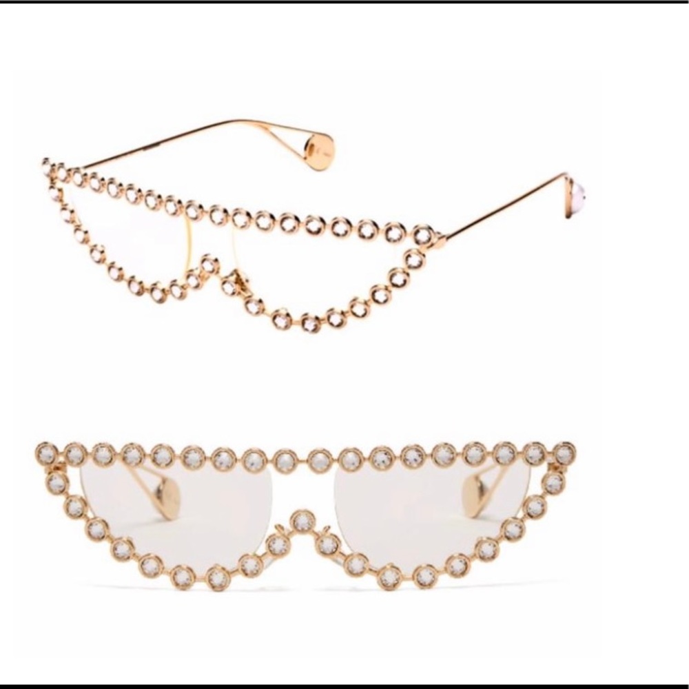 Brand new Gold, Pearl-Clear White “Gucci” Special Edition Sunglasses